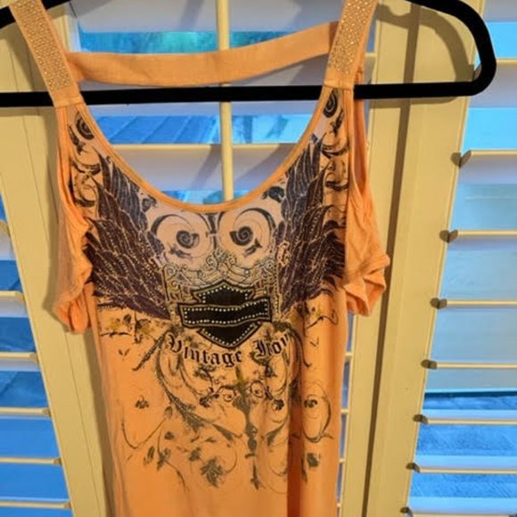 Harley Davidson Bling Cold Shoulder Top - Picture 1 of 5